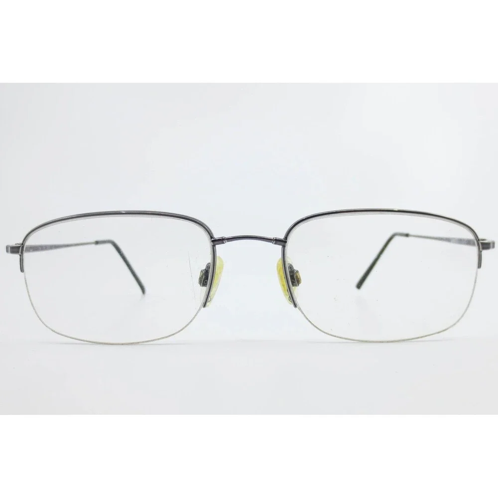 Ti-Flex T1506 Gunmetal Semi Rimless Eyeglasses Frames 54-19-140 Rectangular Mens